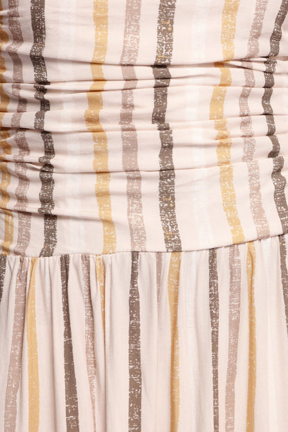 Jimena Strapless Maxi Dress - Brown Stripe
