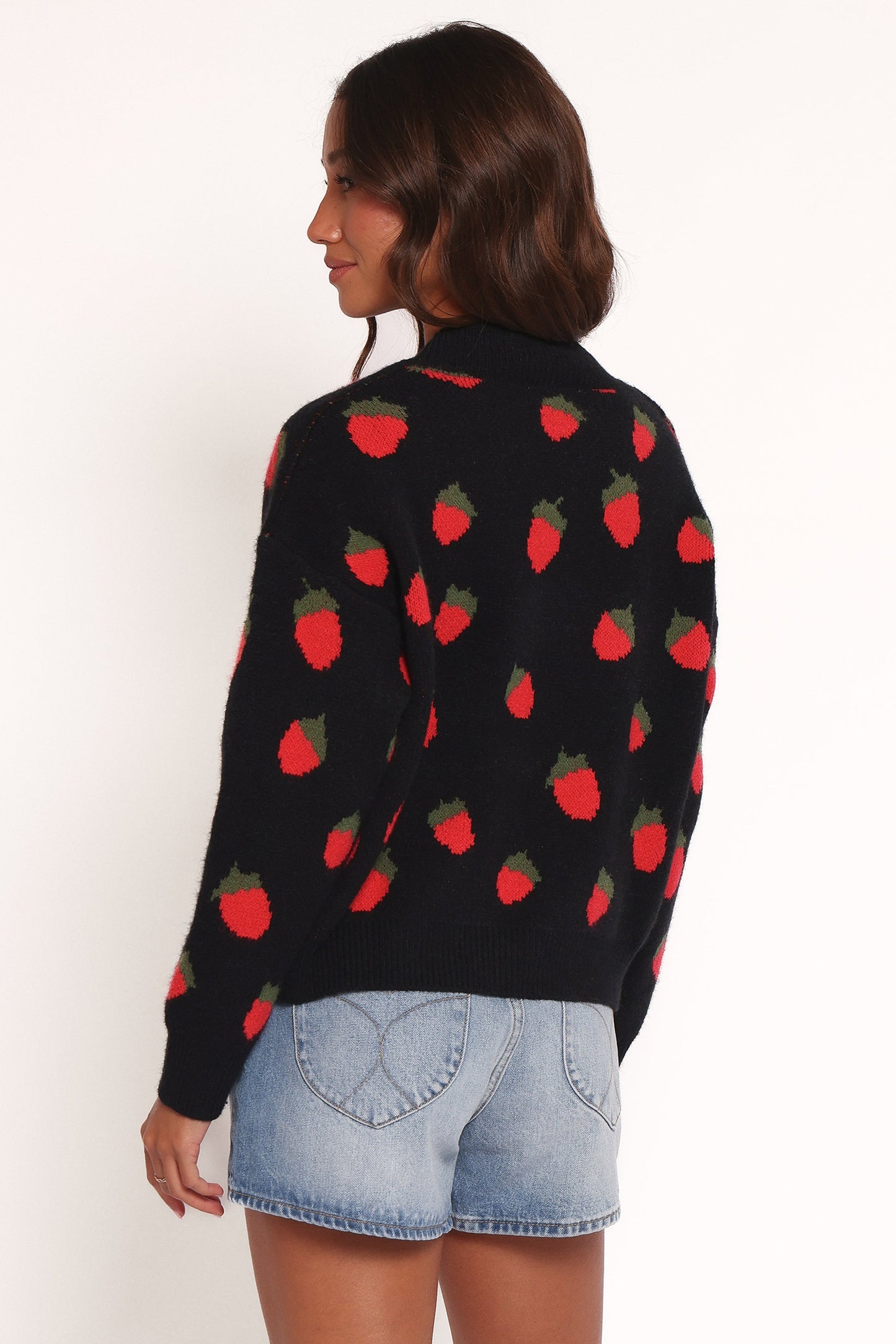Judson Strawberry Knit Cardigan - Black