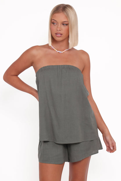Karlen Strapless Romper - Palm Green