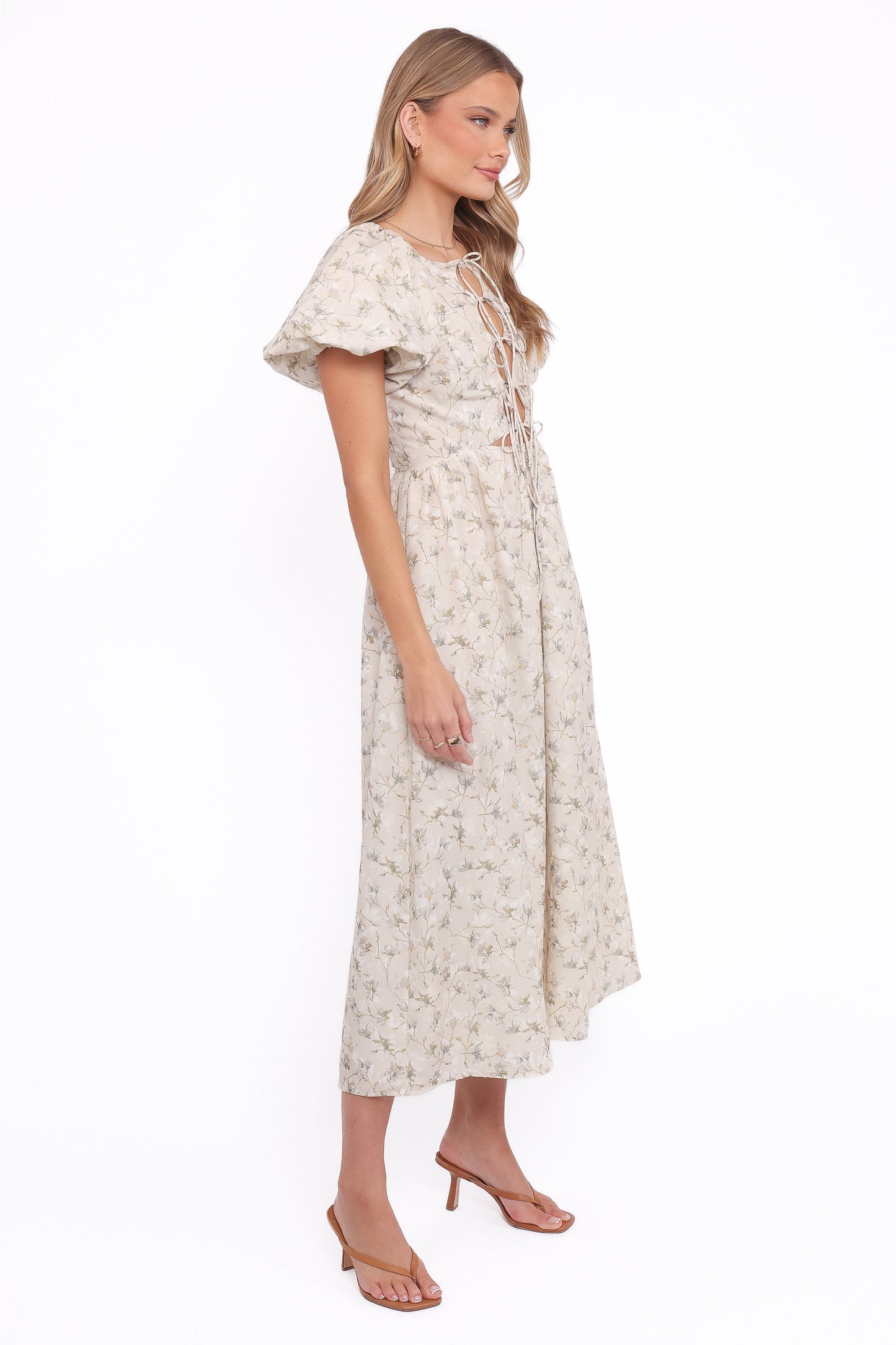 Kathleen Maxi Dress - Light Beige/Green Floral