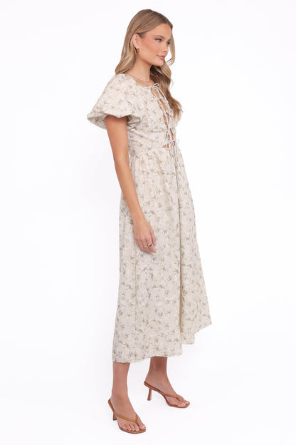 Kathleen Maxi Dress - Light Beige/Green Floral