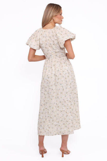 Kathleen Maxi Dress - Light Beige/Green Floral