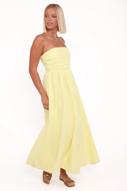 Kayt Strapless Dress - Butter Yellow