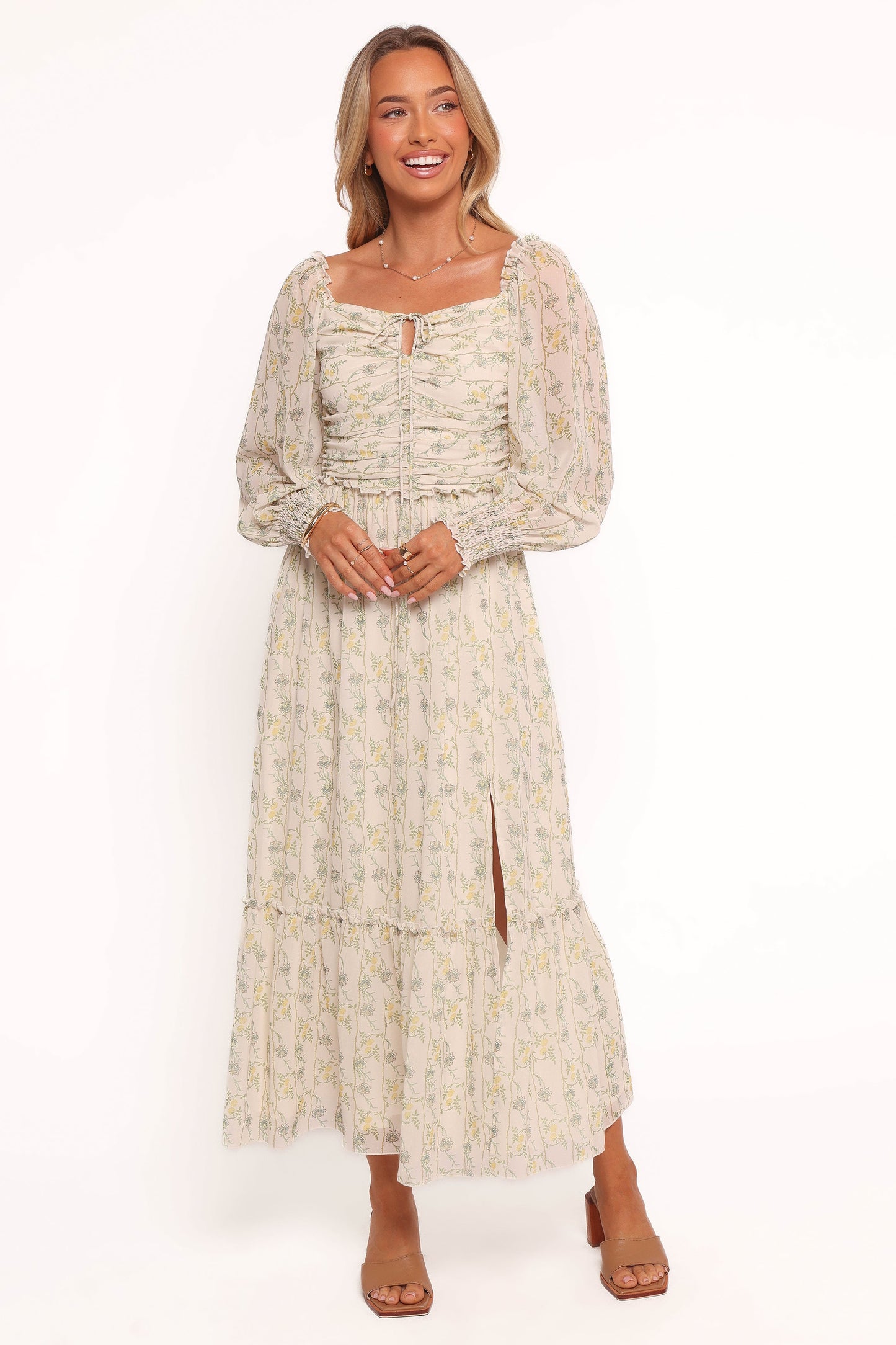 Keziah Long Sleeve Maxi Dress - Yellow Floral