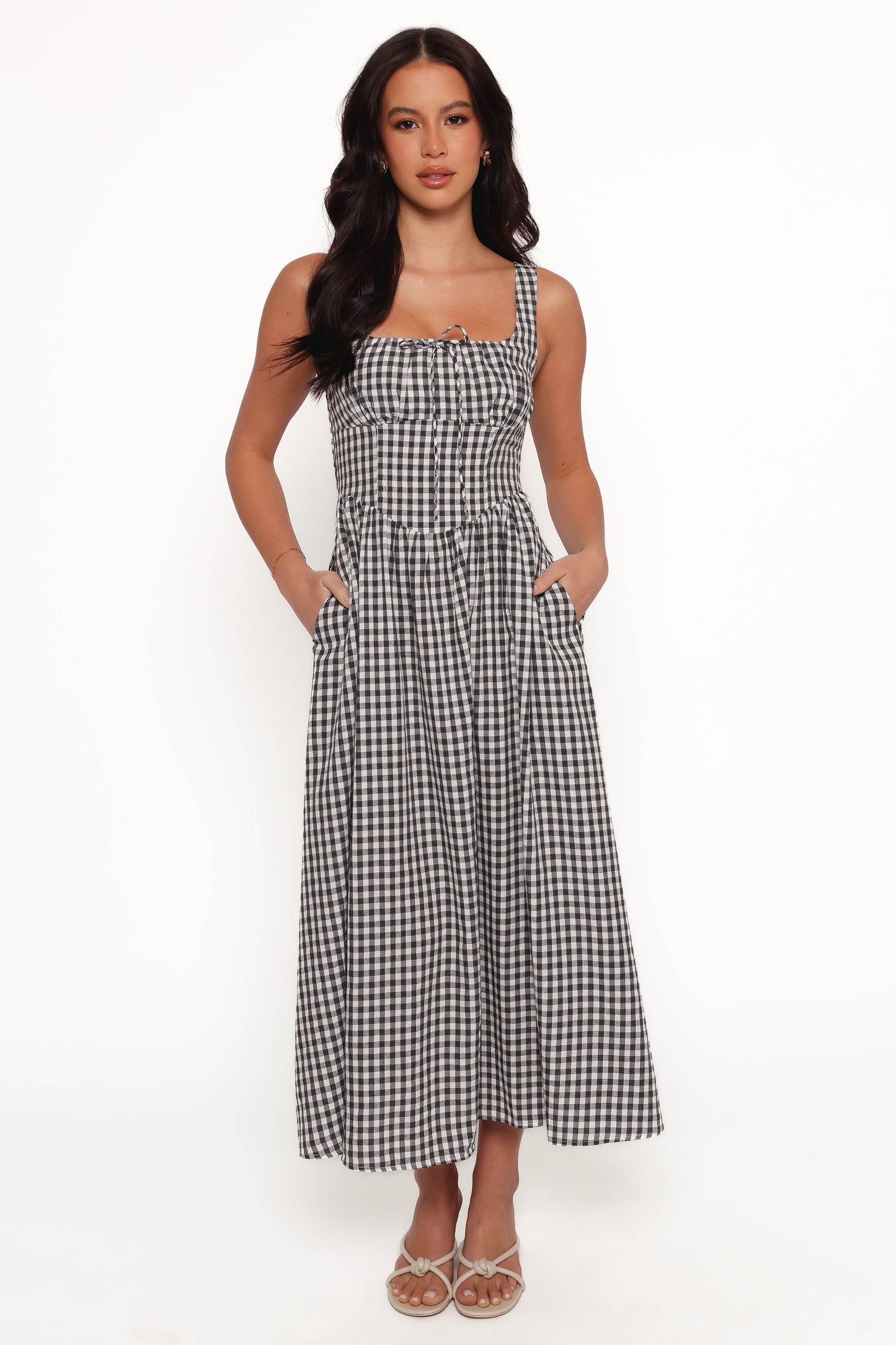 Kinslee Midi Dress - Black Gingham
