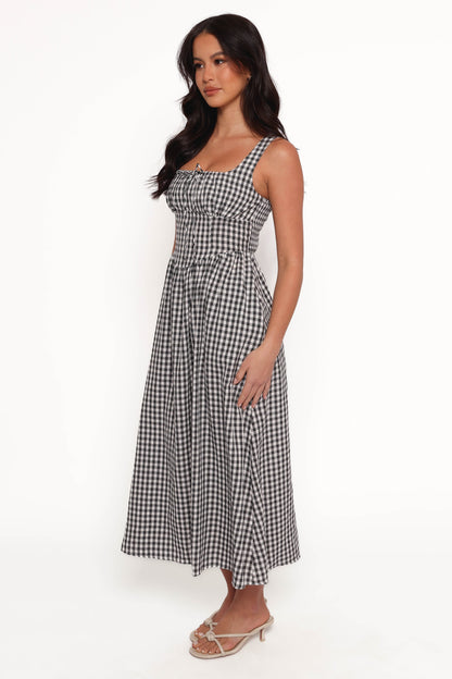 Kinslee Midi Dress - Black Gingham