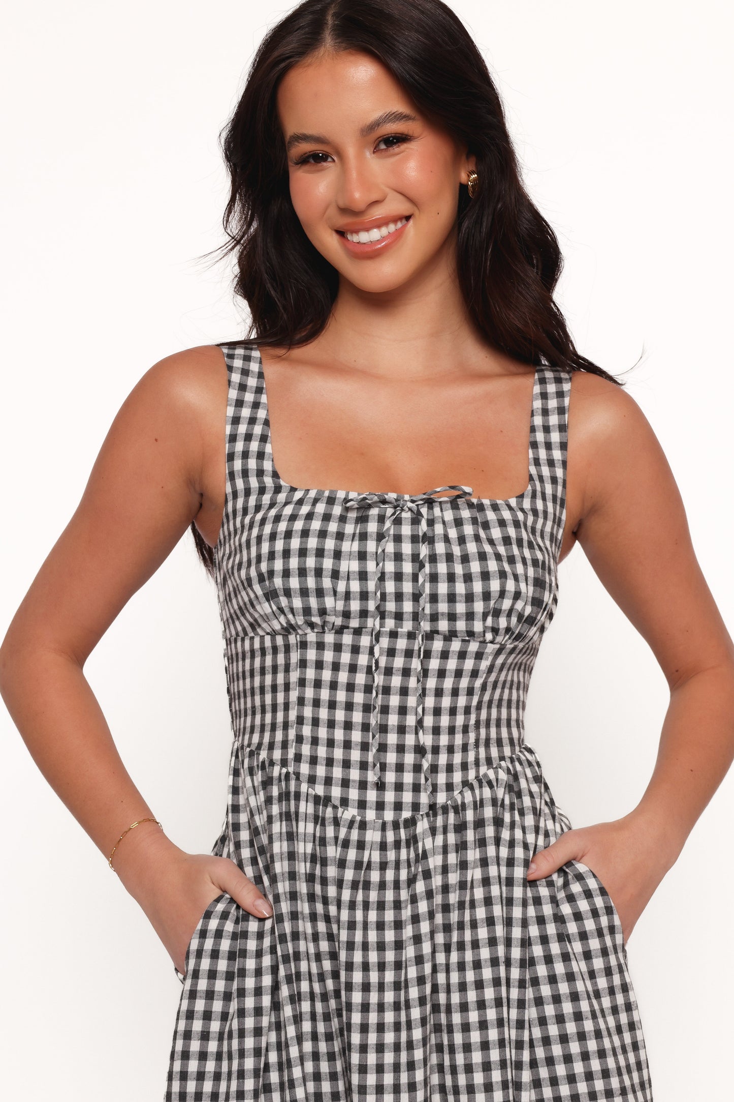Kinslee Midi Dress - Black Gingham
