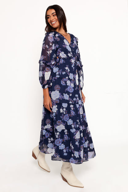 Korina Long Sleeve Maxi Dress - Vintage Blues