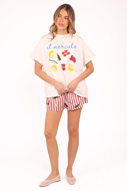 Krystal Short Set - Red Stripe