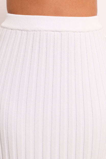Kya Ribbed Knit Maxi Skirt - White