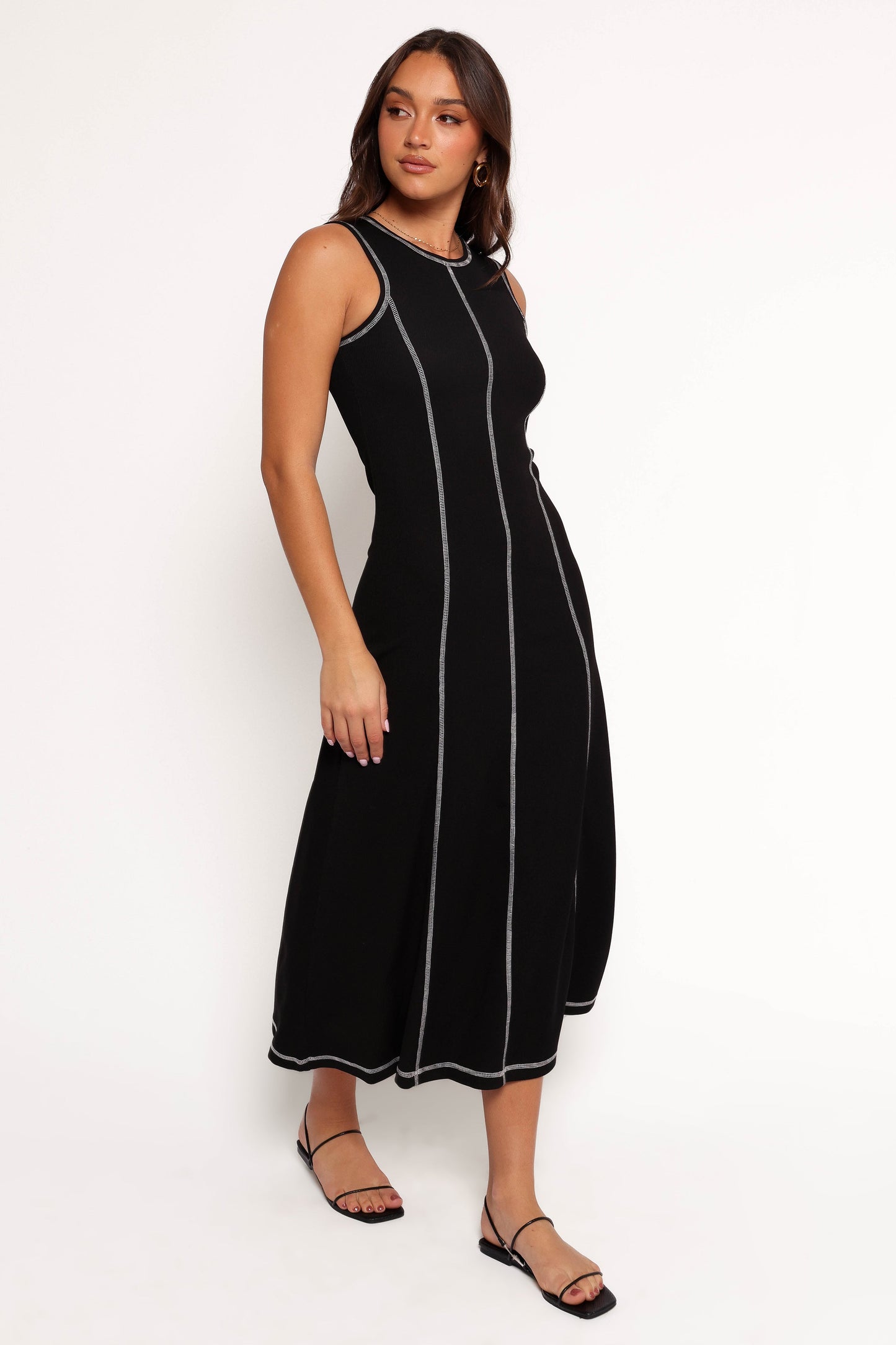Kyrie Midi Dress - Black White
