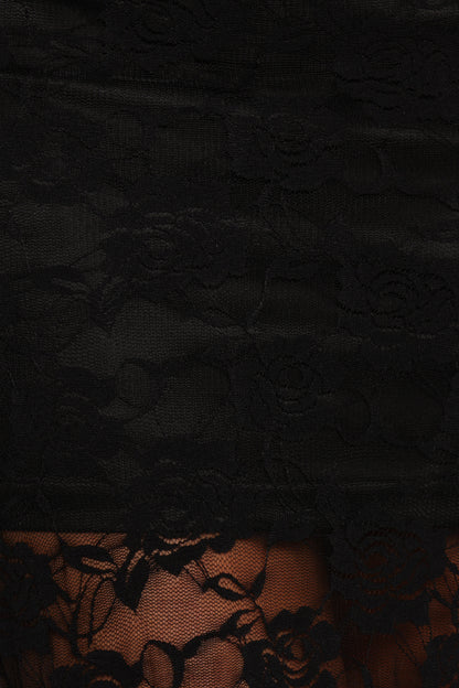 Laken Sheer Lace Maxi Skirt - Black