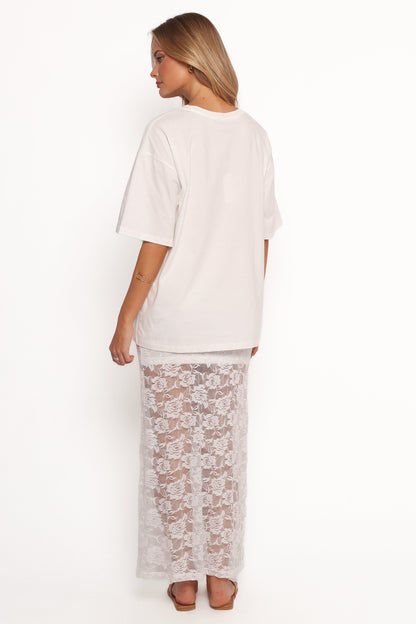 Laken Sheer Lace Maxi Skirt - White