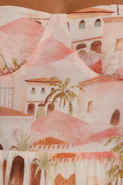 Laurette Midi Dress - Tan Print