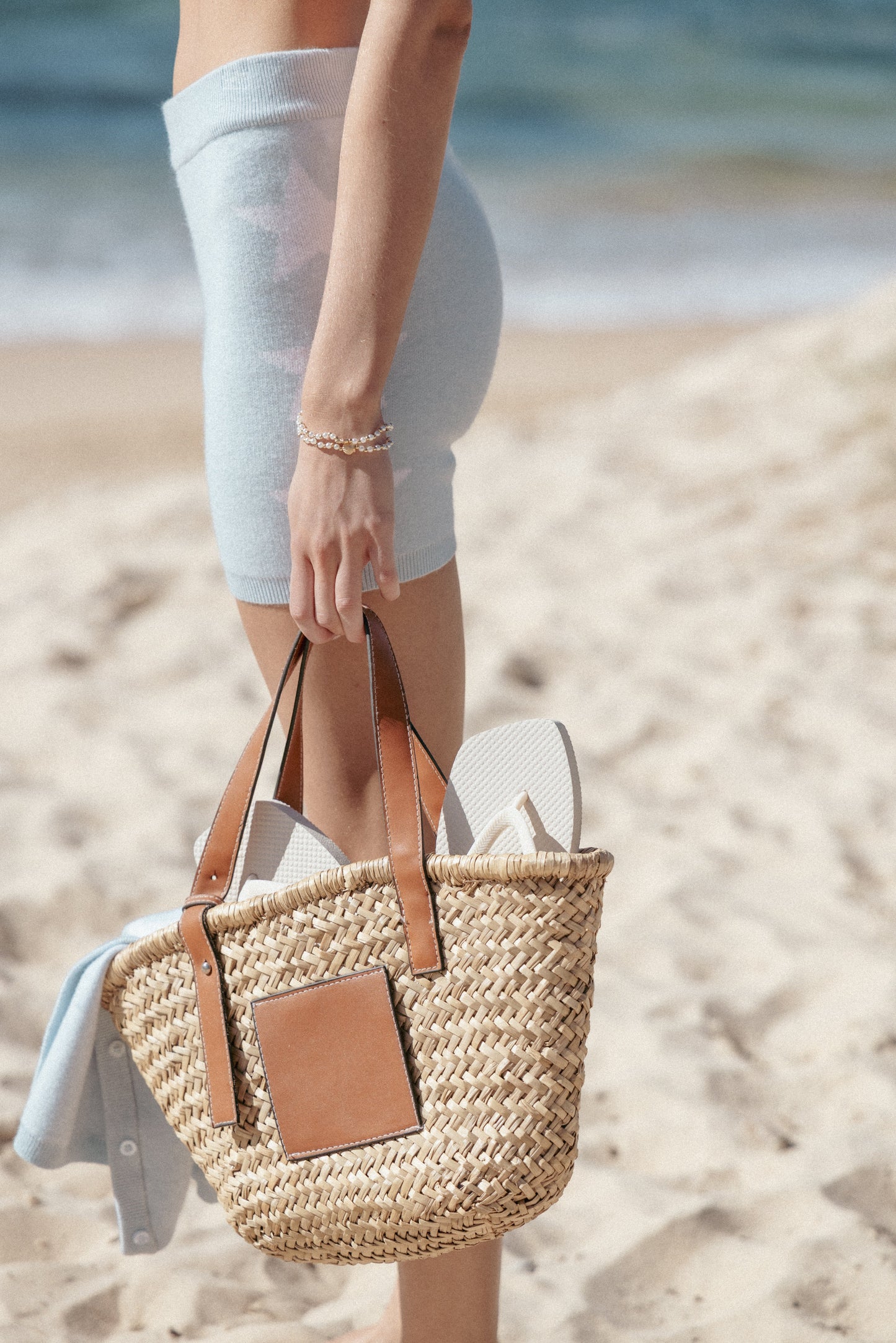 Lela Knitted Shorts - Light Blue Stars