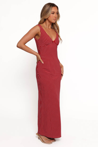 Leni Maxi Dress - Red Polka Dot