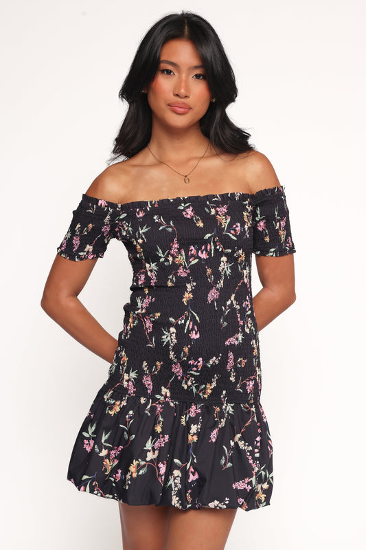 Lewis Mini Dress - Black Floral