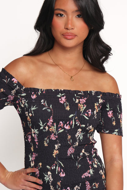 Lewis Mini Dress - Black Floral