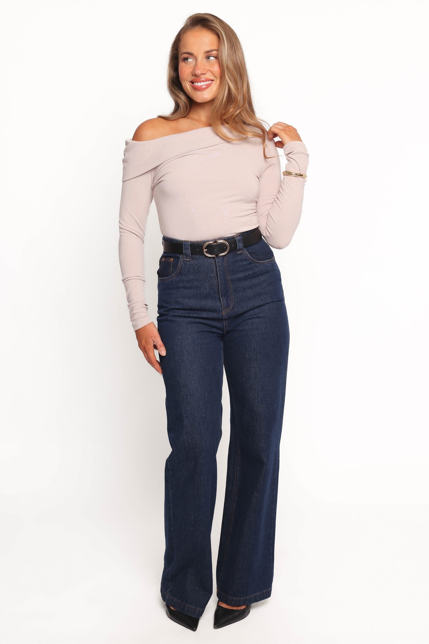 Liah Off Shoulder Knit Top - Grey