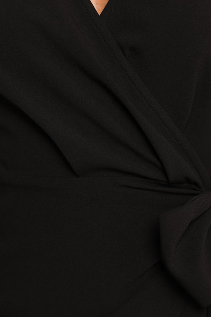 Lilian Long Sleeve Wrap Mini Dress - Black