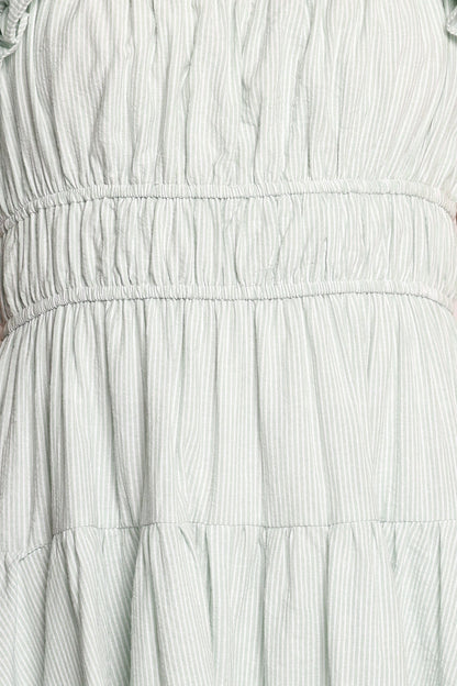 Linda Midi Dress - Green Stripe