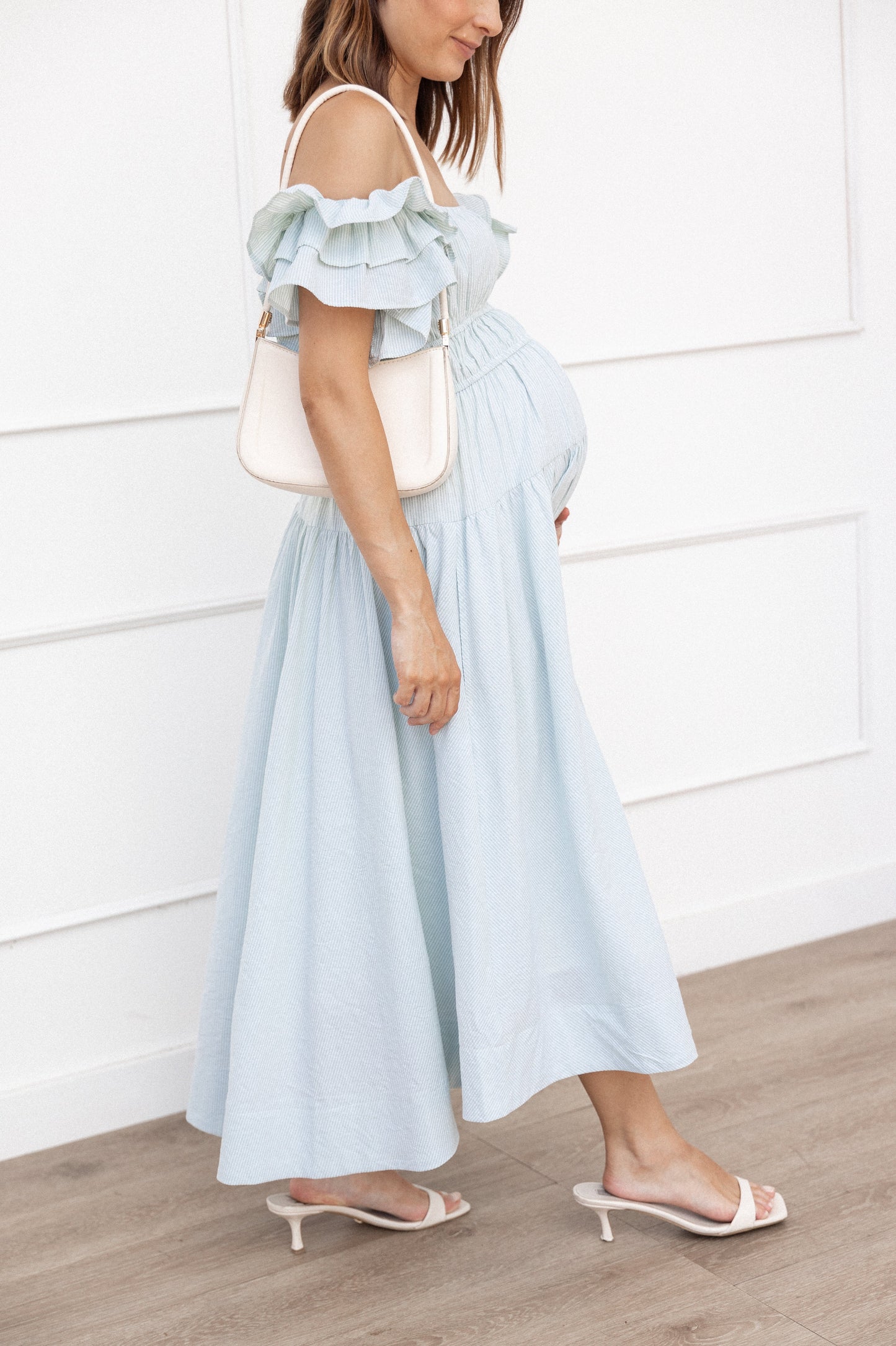 Linda Midi Dress - Green Stripe