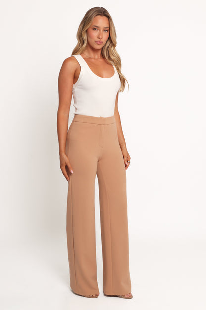 Liora Flat Front Knit Pants - Mocha