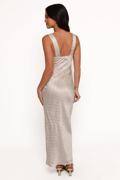 Lizza Maxi Dress - White Polkadot