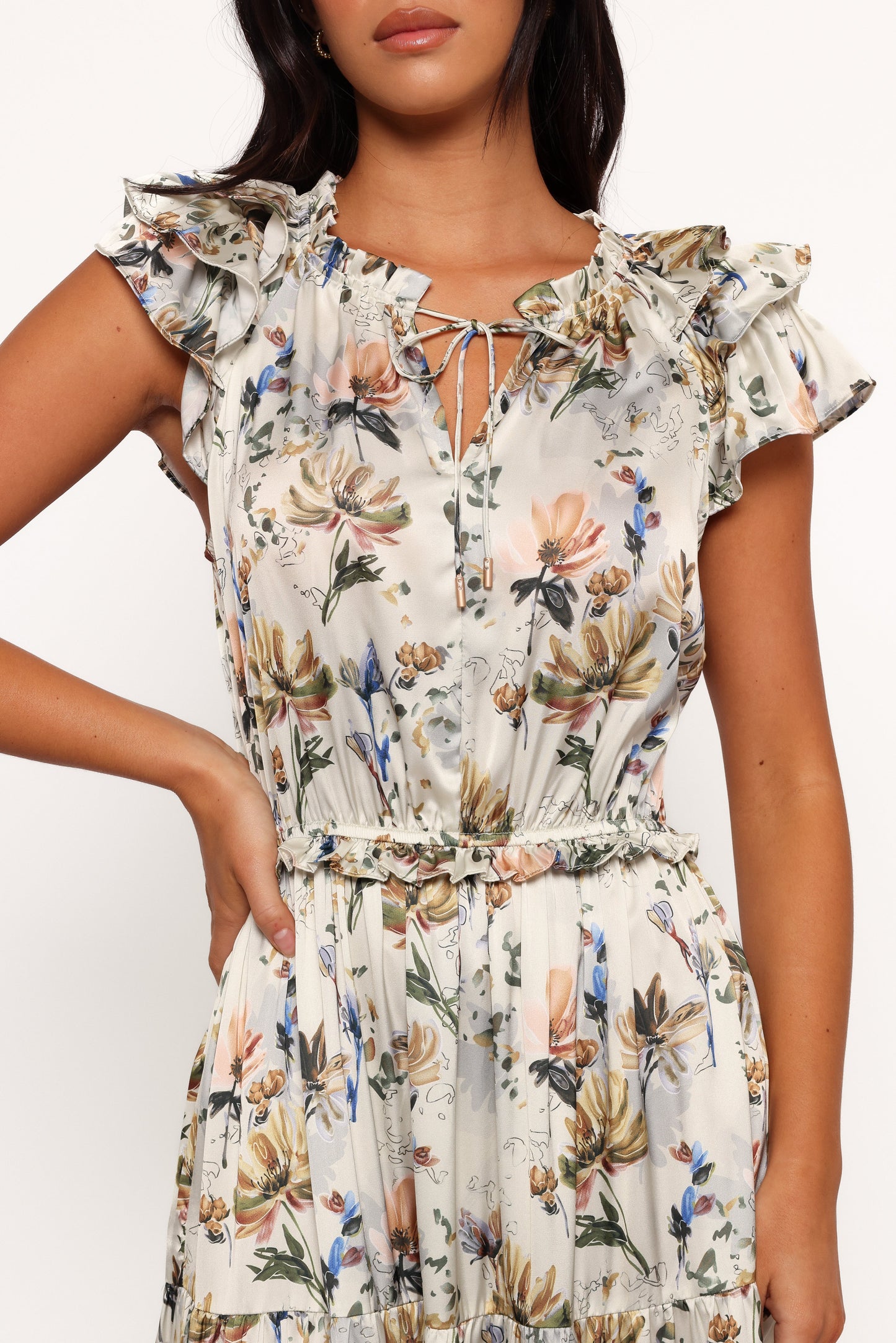 Lizzie Midi Dress - Cream Floral