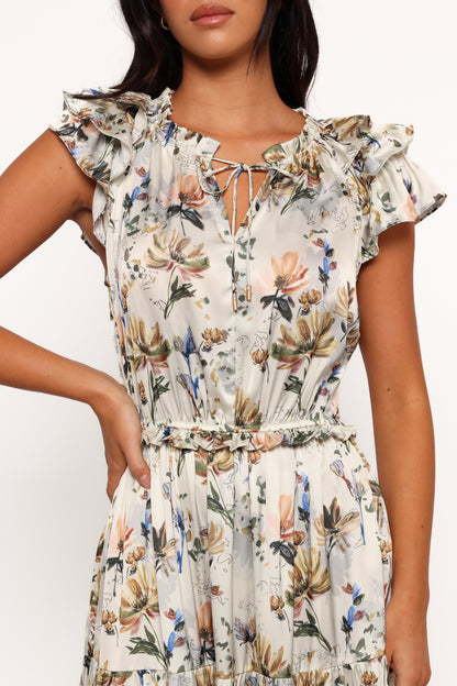 Lizzie Midi Dress - Cream Floral