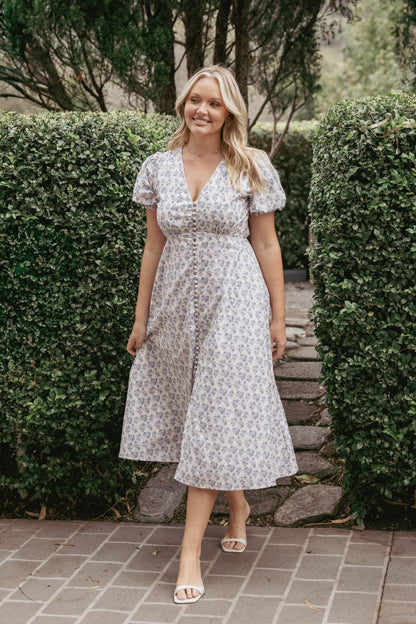 Logen Floral Midi Dress - Parisian Bloom