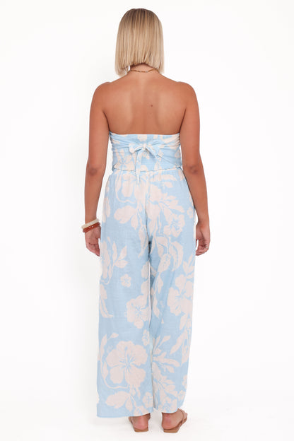 Lourdes Wide Leg Pant - Blue Hibiscus