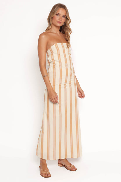 Luisa Midi Dress - Brown Stripe