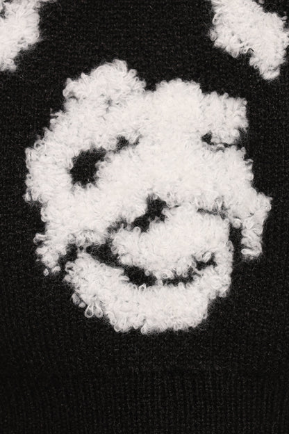 Lumara Texture Flower Short Sleeve Sweater - Black