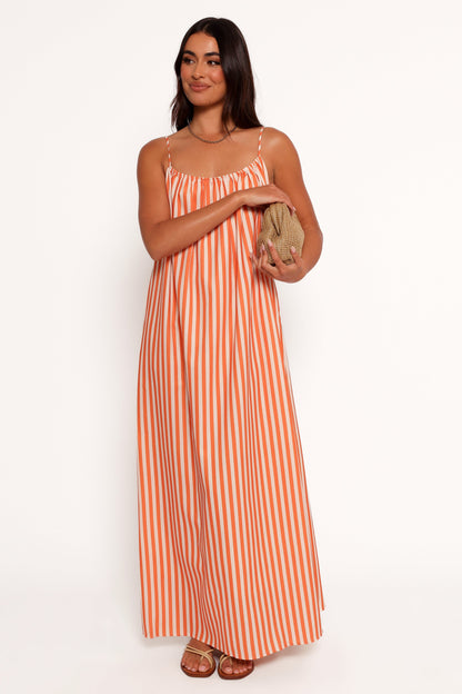 Lumina Maxi Dress - Orange Beige Stripe