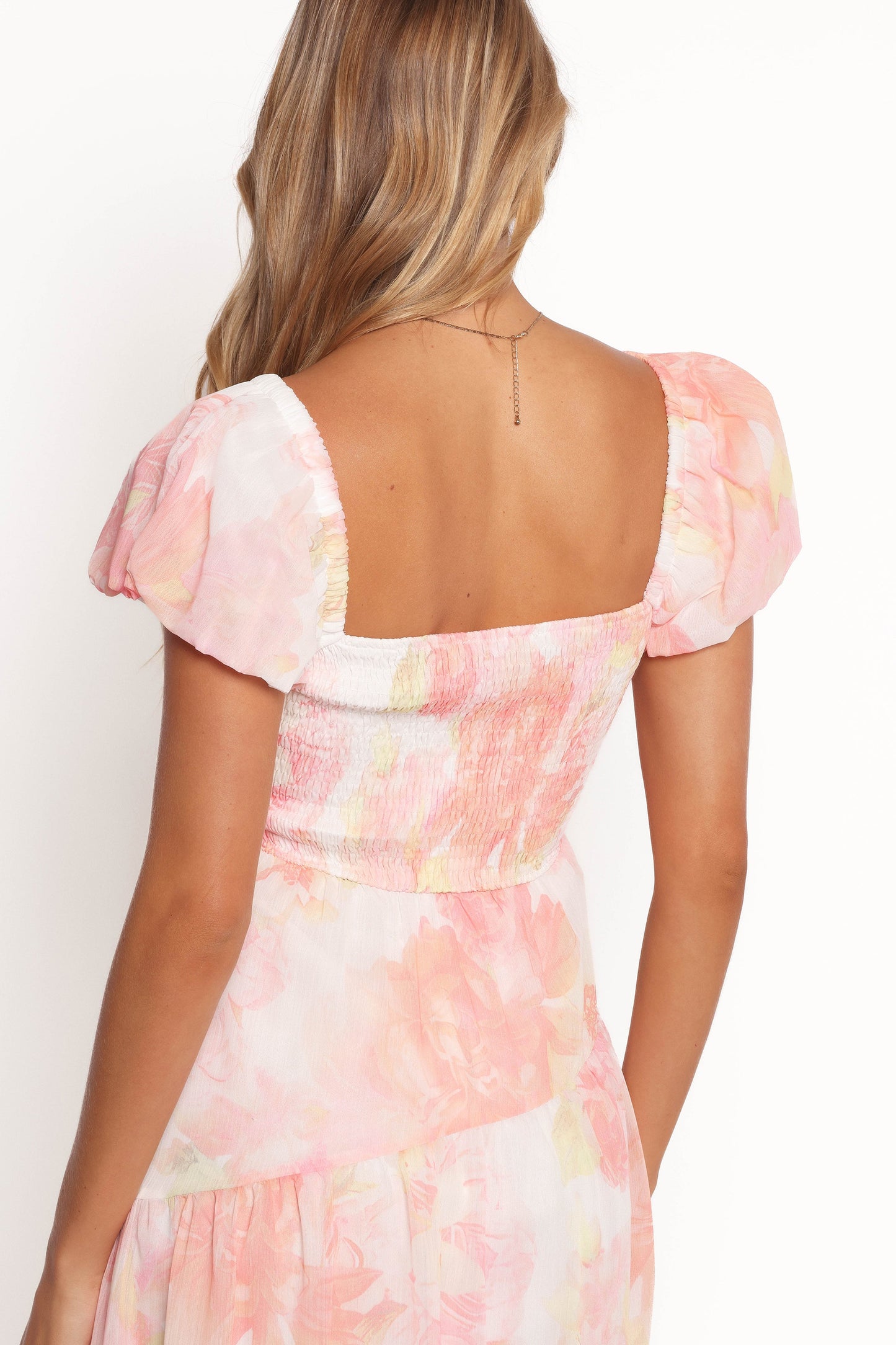 Lumis Midi Dress - Peach Floral