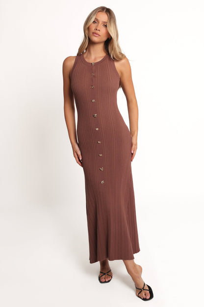 Lyon Maxi Knit Dress - Chocolate Brown
