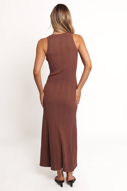 Lyon Maxi Knit Dress - Chocolate Brown