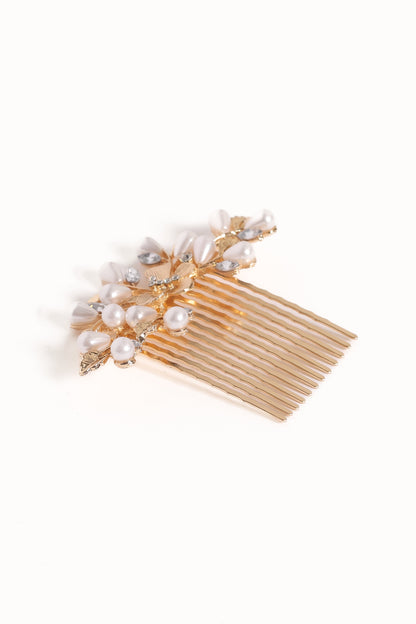 Madelaine Hair Comb - Gold/Pearl
