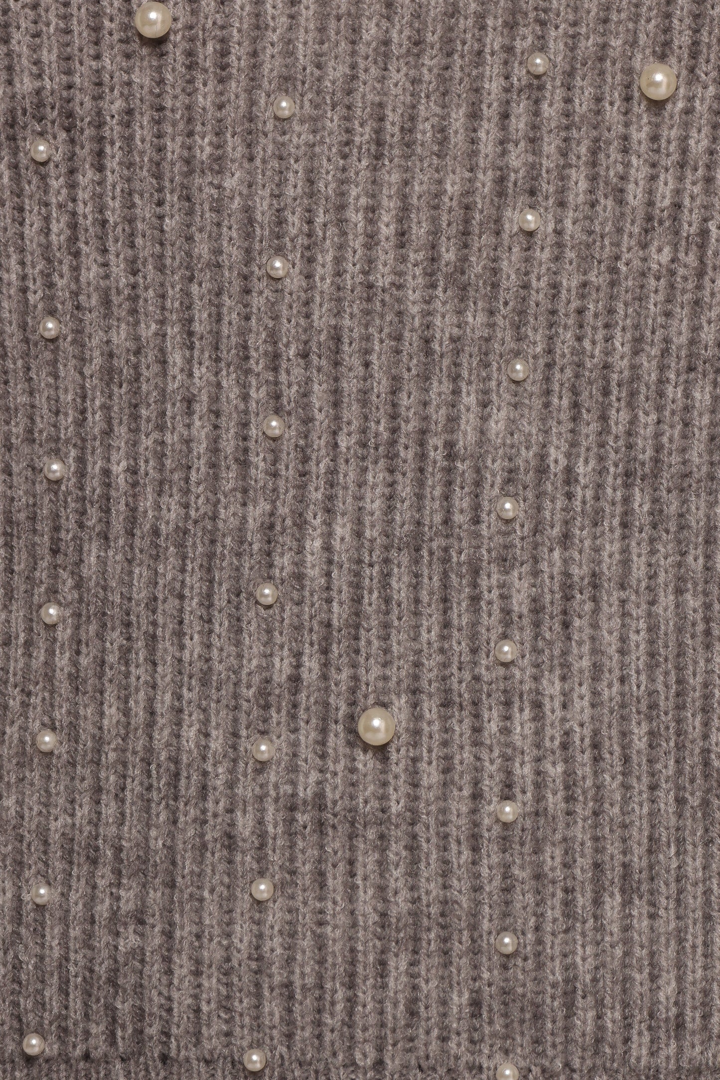 Makena Pearl Detail Knit Sweater - Heather Grey