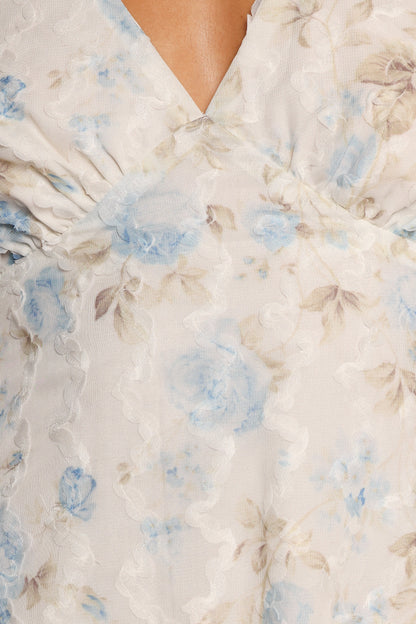 Marisol Mini Dress - Cream Blue Floral