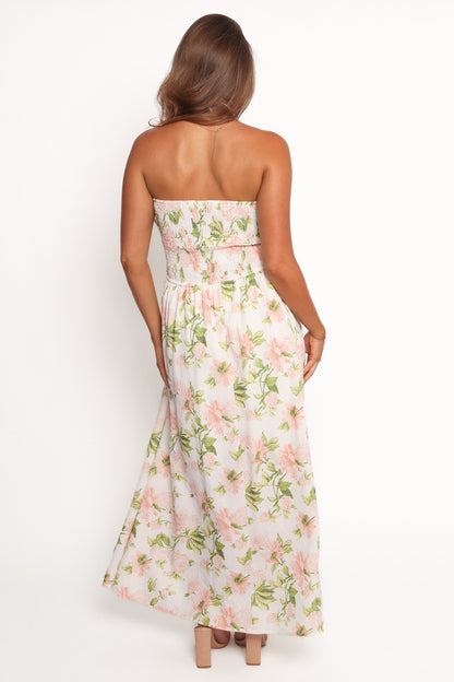 Marta Strapless Midi Dress - Pink Floral