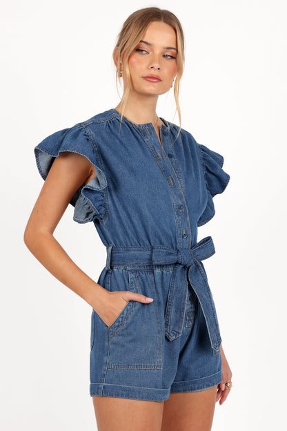Mia Romper - Medium Denim