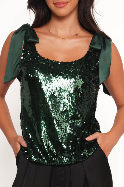 Miah Sequin Top - Emerald