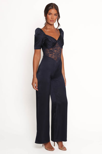 Milana Lace Inset Jumpsuit - Navy