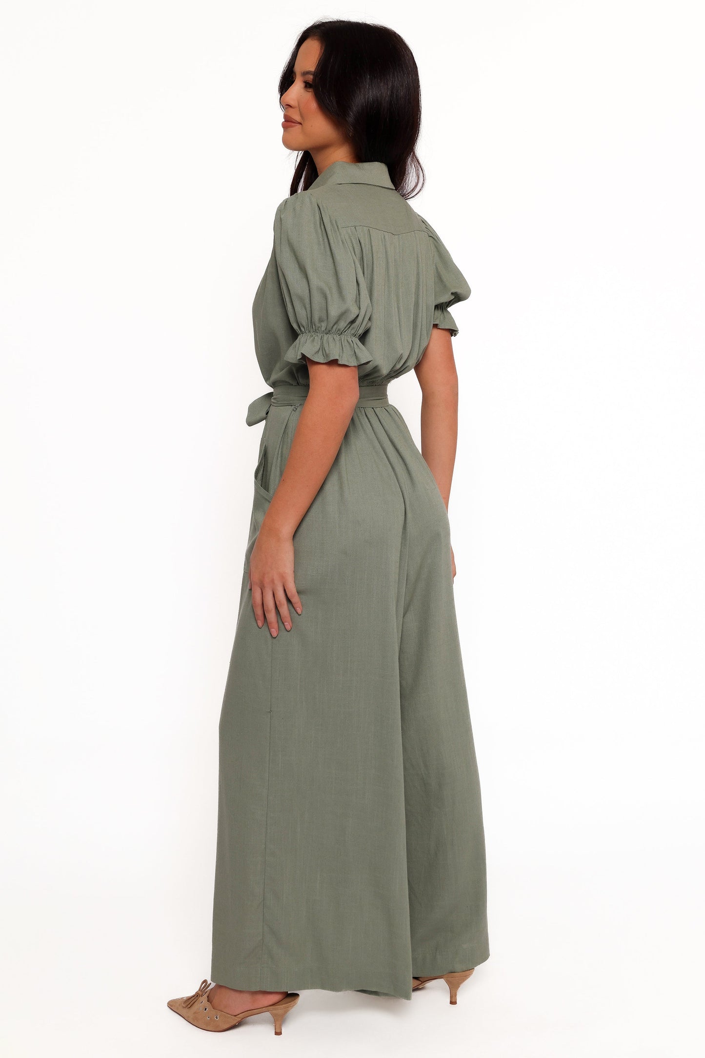 Minnie Waist Tie Jumpsuit - Olive