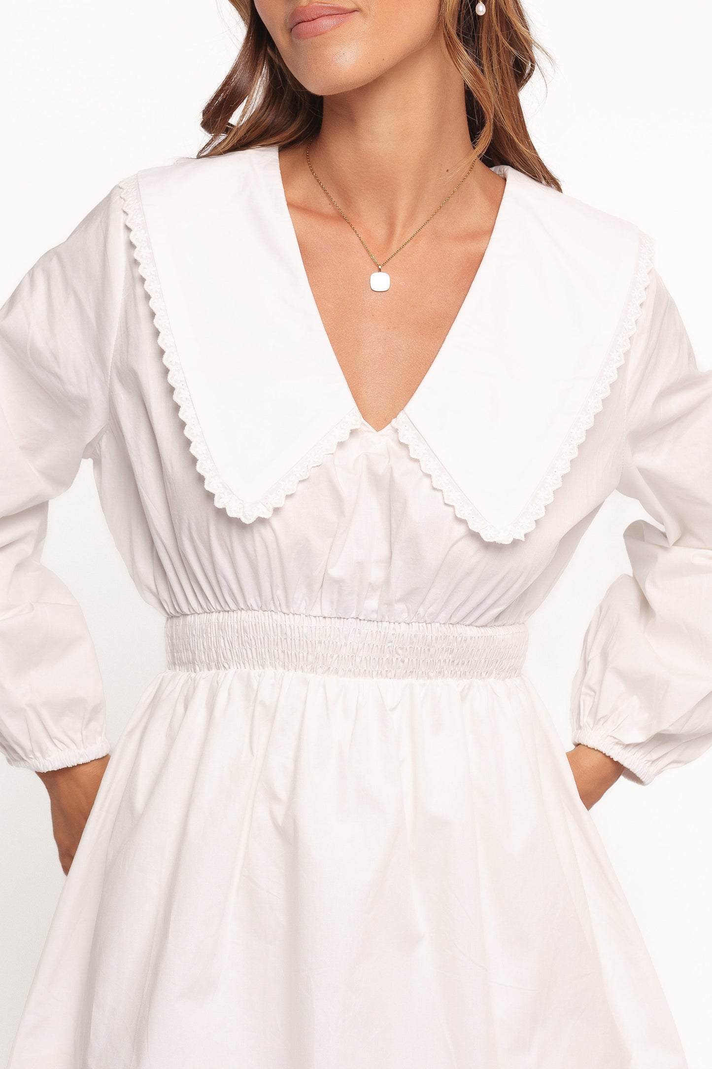 Nerida Long Sleeve Mini Dress - White