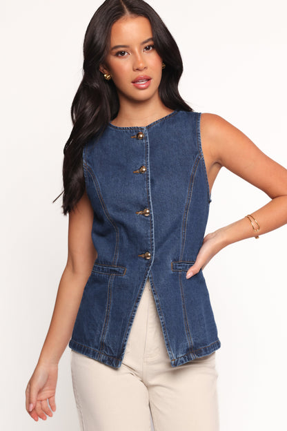 Nessa Denim Vest - Blue