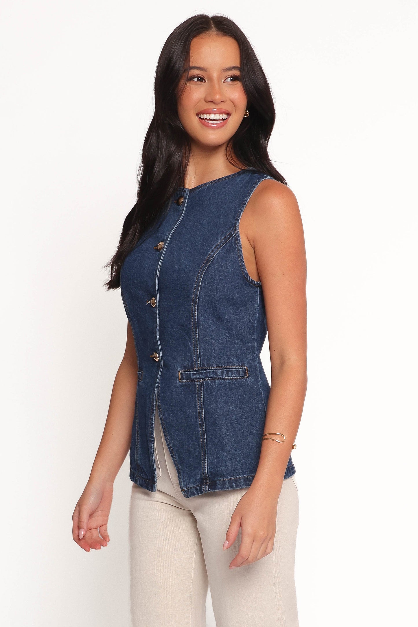 Nessa Denim Vest - Blue