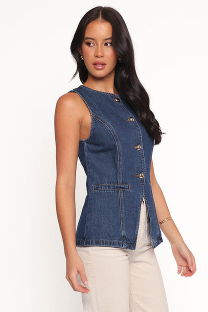 Nessa Denim Vest - Blue